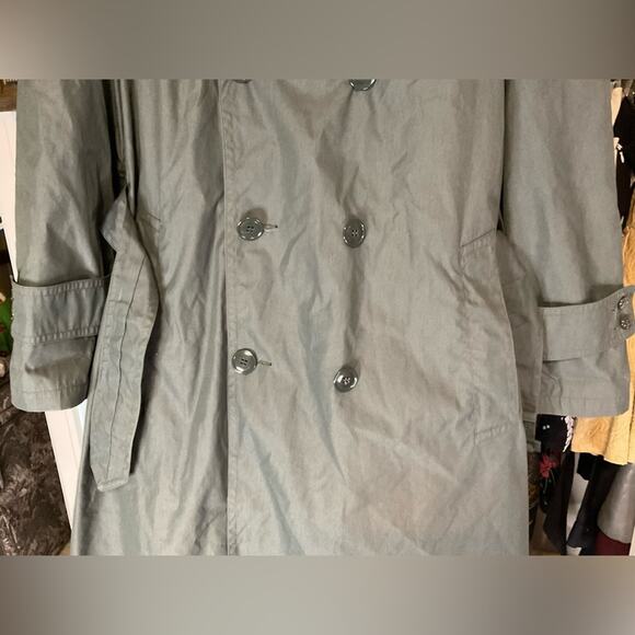 VTG MENS ARMY GREEN COTTON NYLON RAIN TRENCH COAT SZ M - Picture 15 of 16